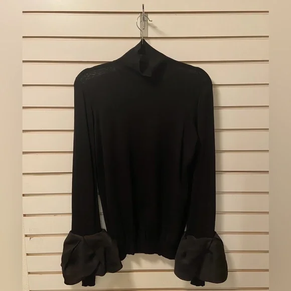 LANVIN Black Merino Wool and Silk Balloon Puff Sleeve  display picture 2